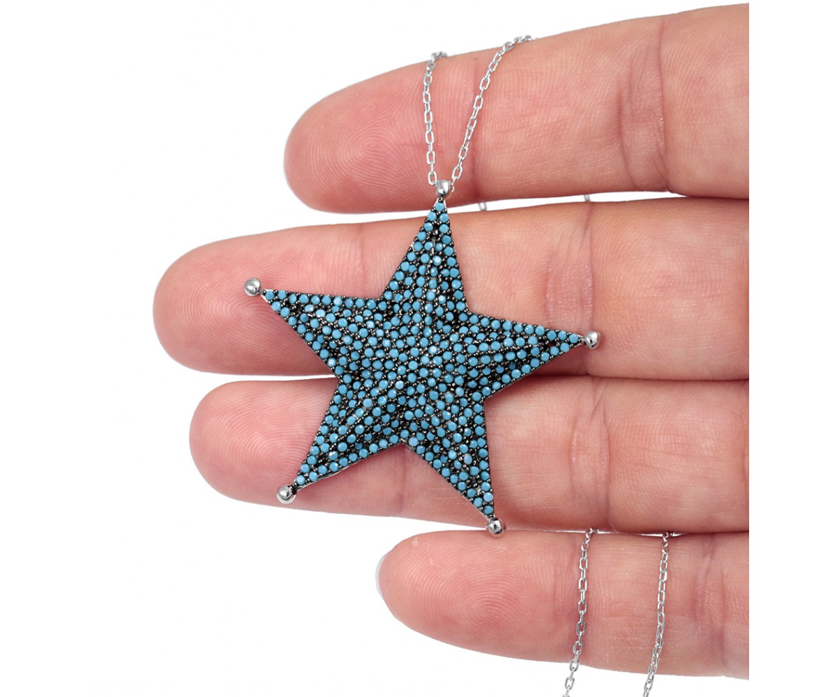 Big Star Necklace with Cz Stones for evil eye protection