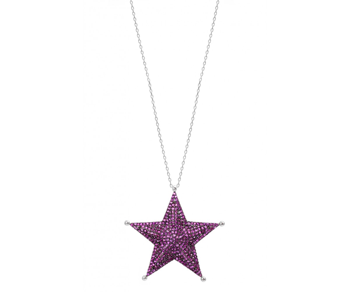 Big Star Necklace with Cz Stones for evil eye protection