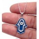 Blue Hamsa Necklace for evil eye protection