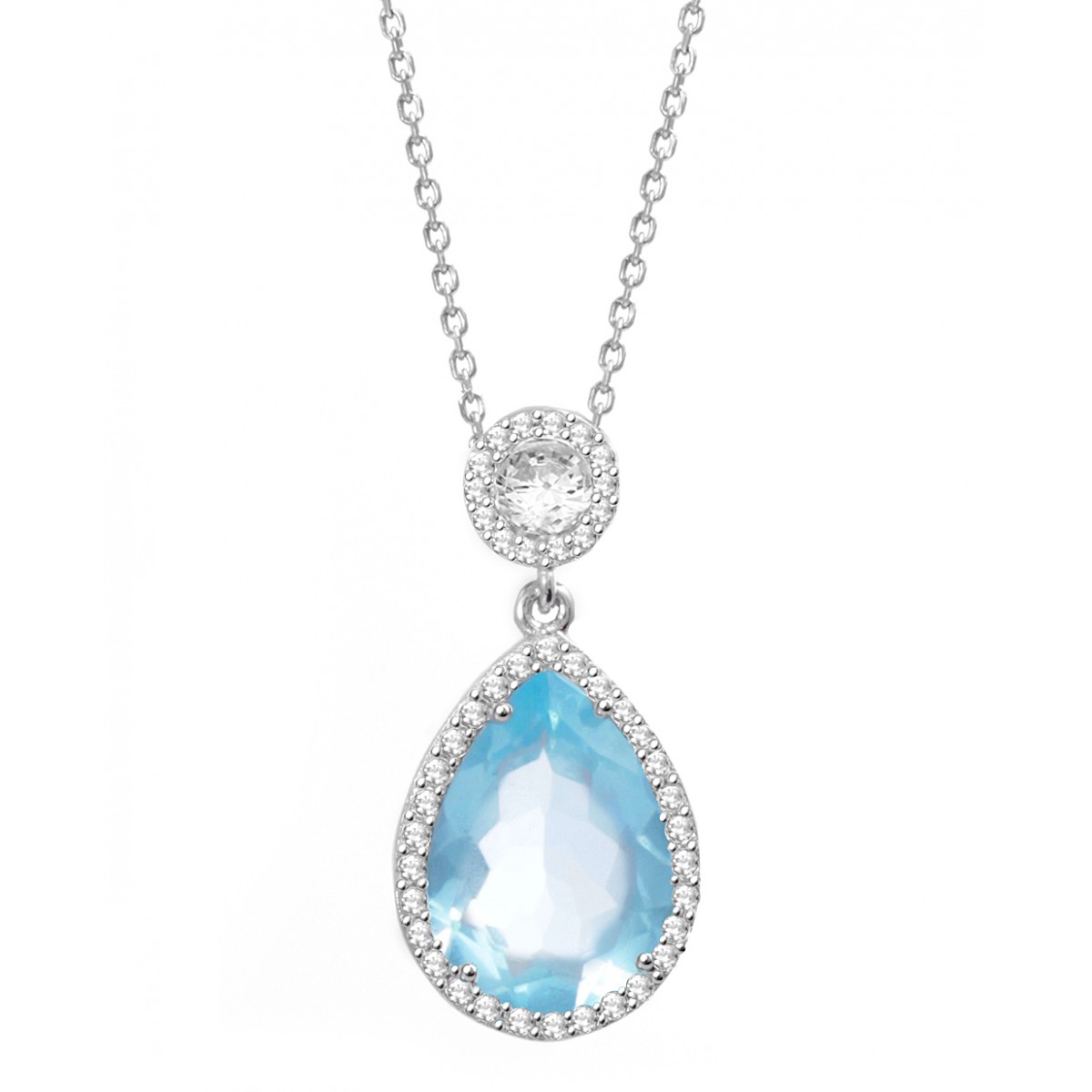 Buy Blue Topaz Quartz Silver CZ Necklace in Silver Necklaces ...