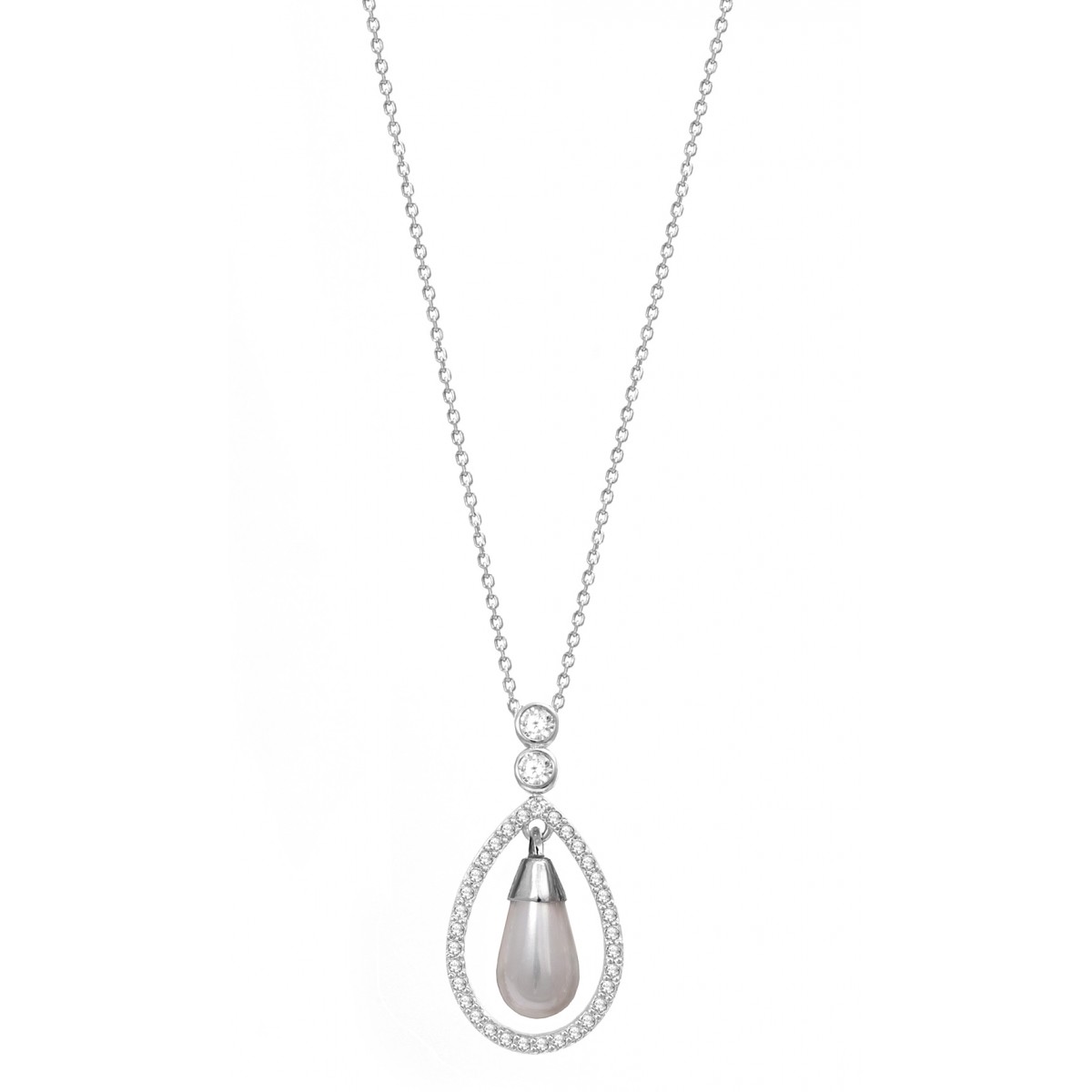 Buy Celebrity Inspired Pearl CZ Necklace in Silver Necklaces ...