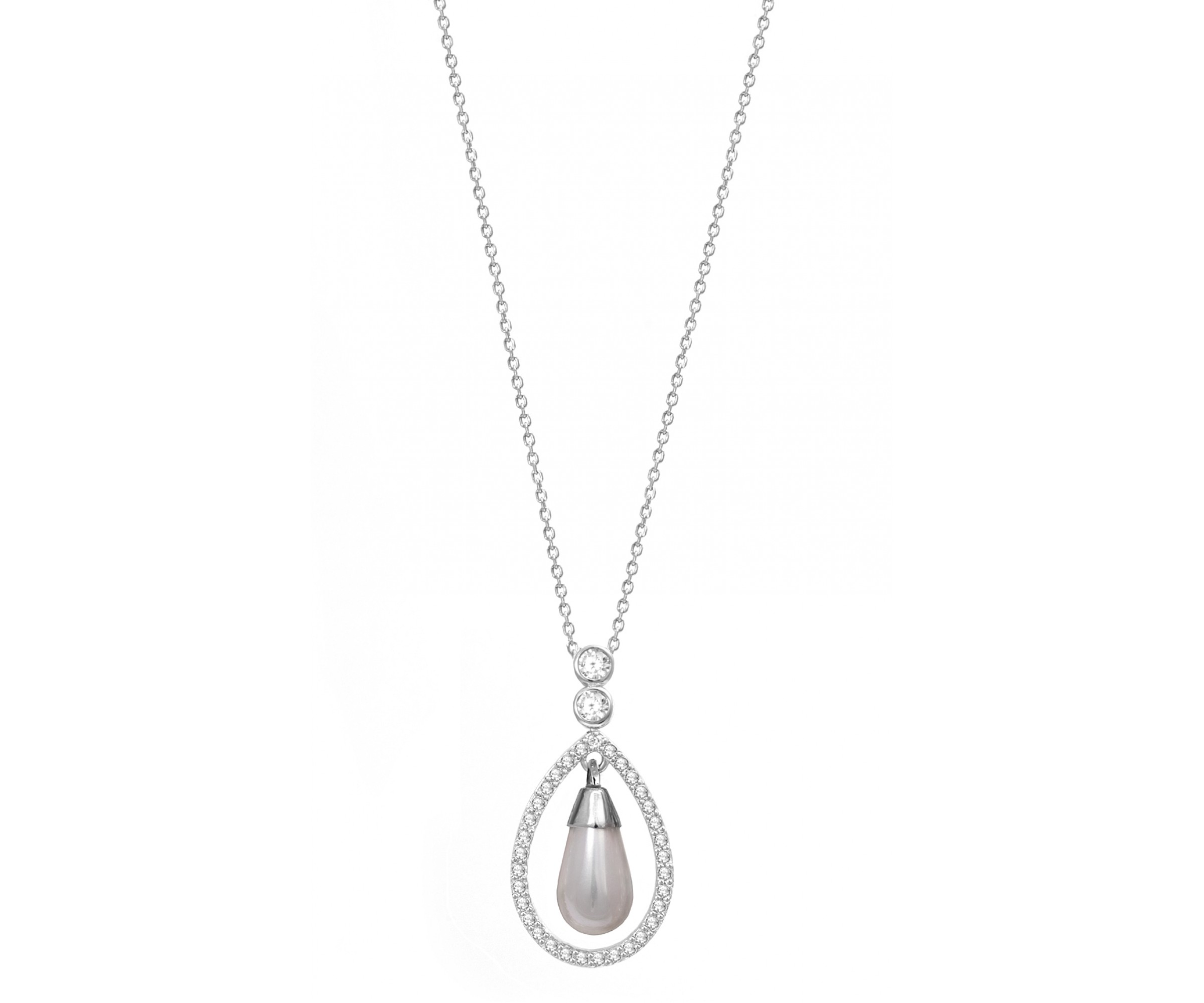 Buy Celebrity Inspired Pearl CZ Necklace in Silver Necklaces ...