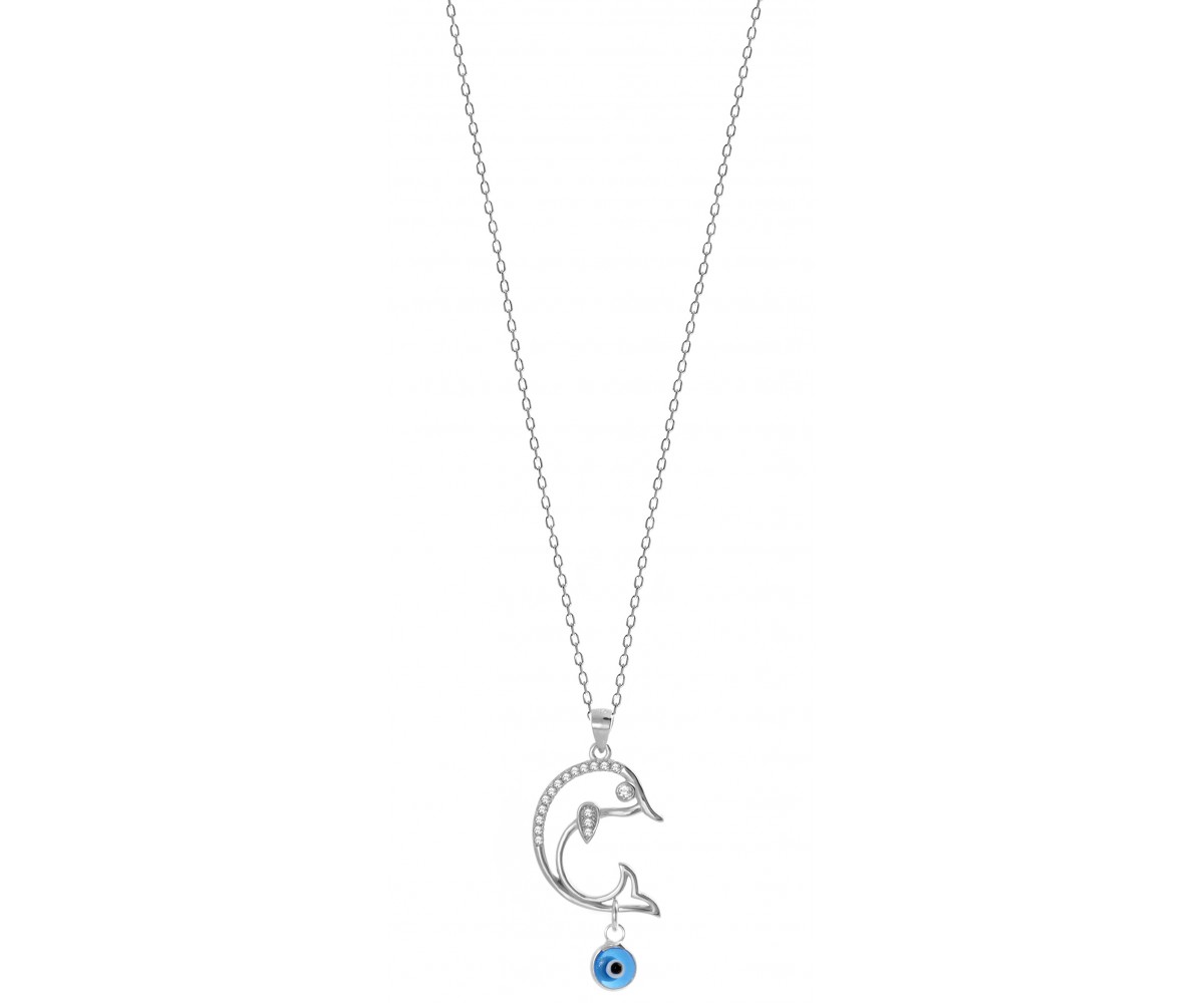 Dolphin Necklace with Evil Eye for evil eye protection