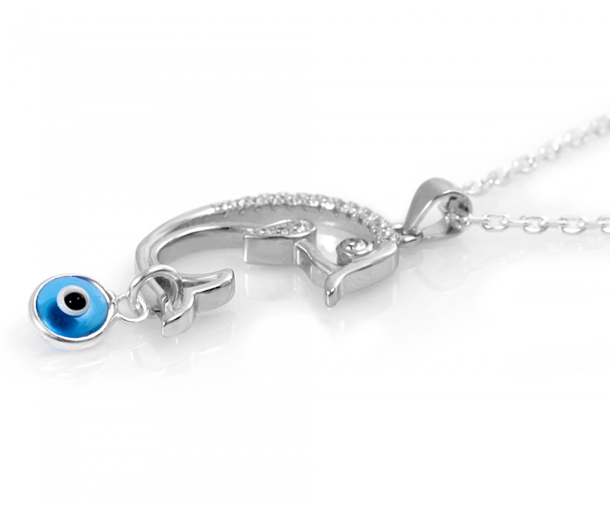 Dolphin Necklace with Evil Eye for evil eye protection
