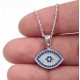 Evil Eye Necklace with Blue and Clear Cz Stones