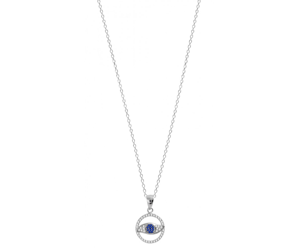Evil Eye Necklace with Cubic Zirconia Stones for evil eye protection
