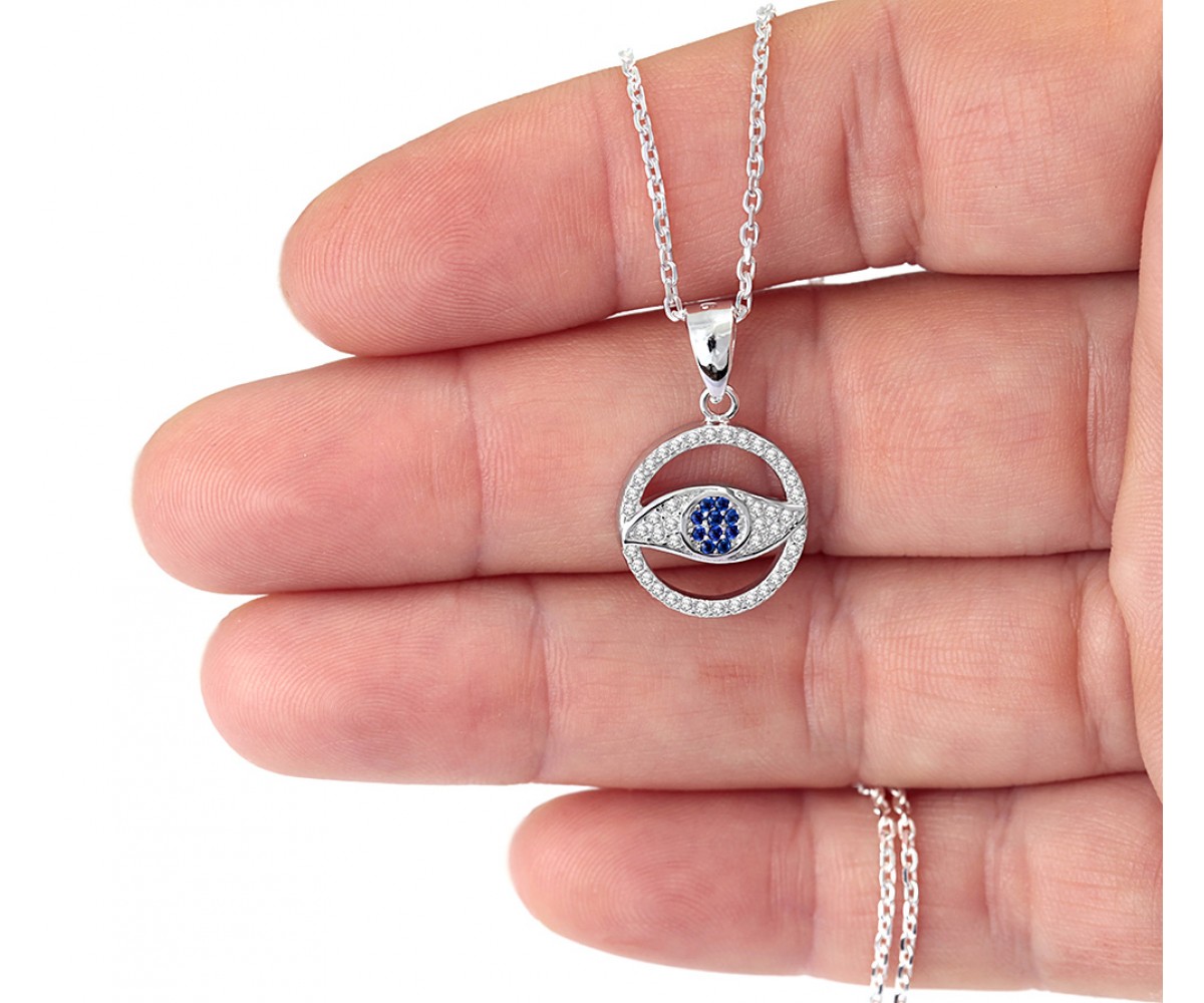 Evil Eye Necklace with Cubic Zirconia Stones for evil eye protection