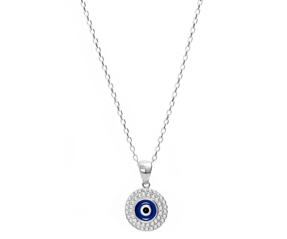 Evil Eye Necklace with Cubic Zirconias for evil eye protection