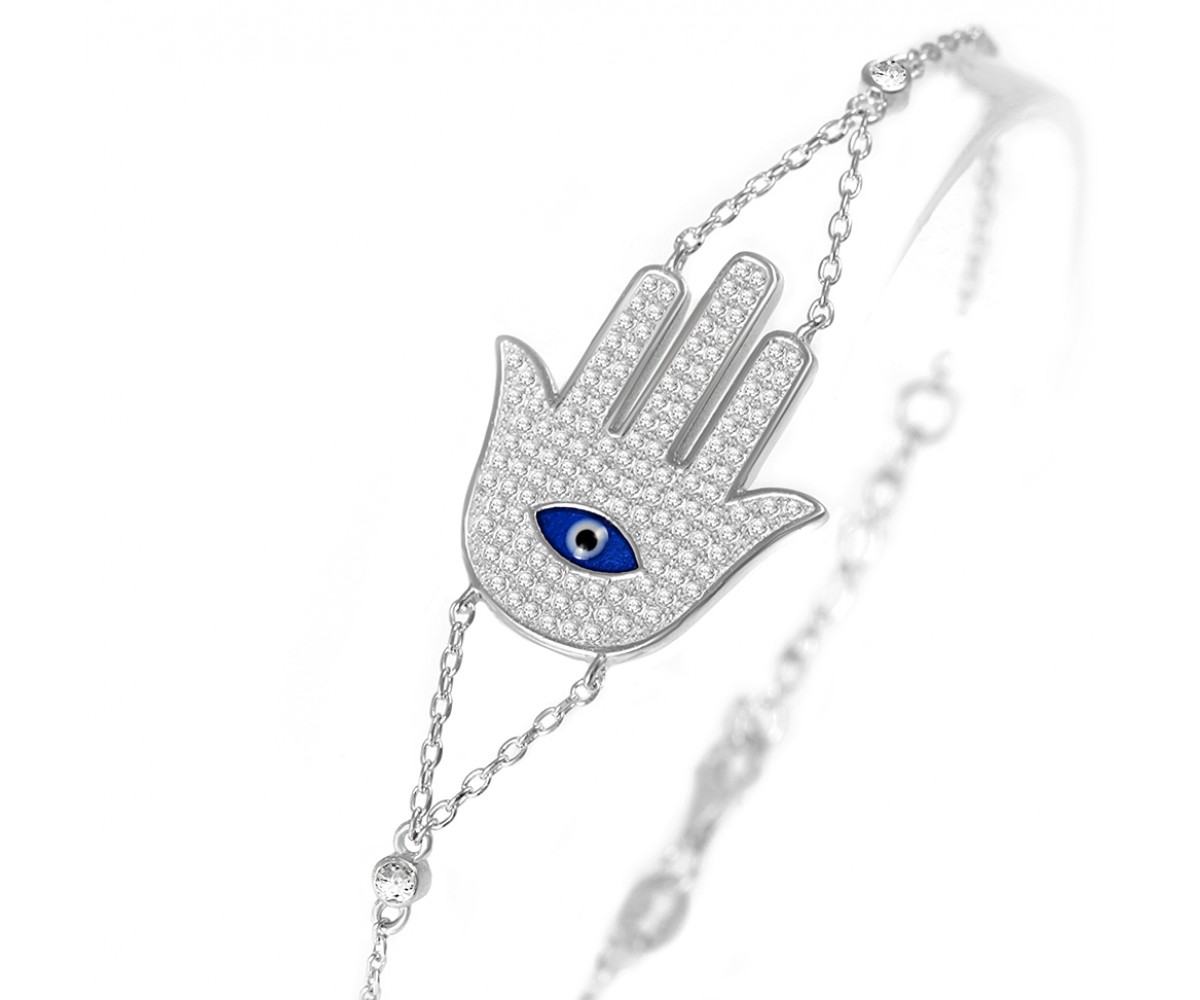 Hamsa Bracelet with Blue Evil Eye for evil eye protection