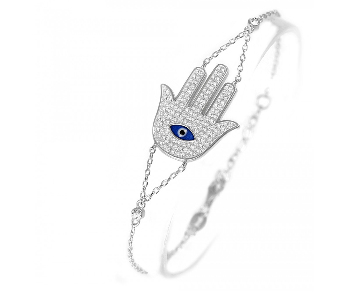 Hamsa Bracelet with Blue Evil Eye for evil eye protection