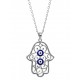 Hamsa Hand Necklace with Enamel Blue Evil Eyes for evil eye protection