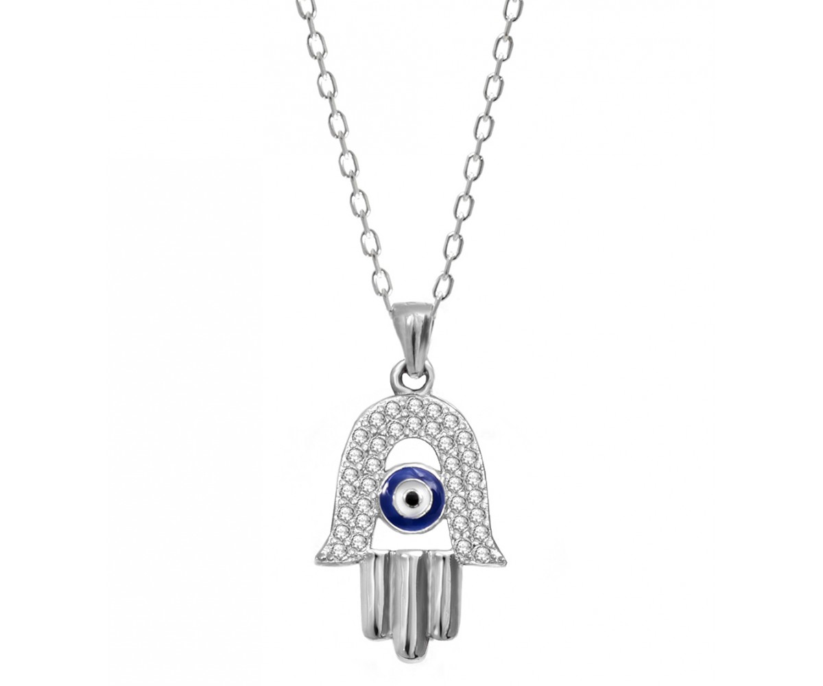 Hamsa Hand Necklace with Evil Eye for evil eye protection