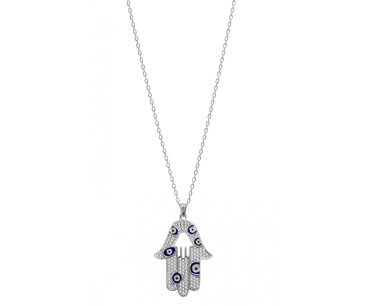Hamsa Hand Necklace with Multi Lucky Eye for evil eye protection