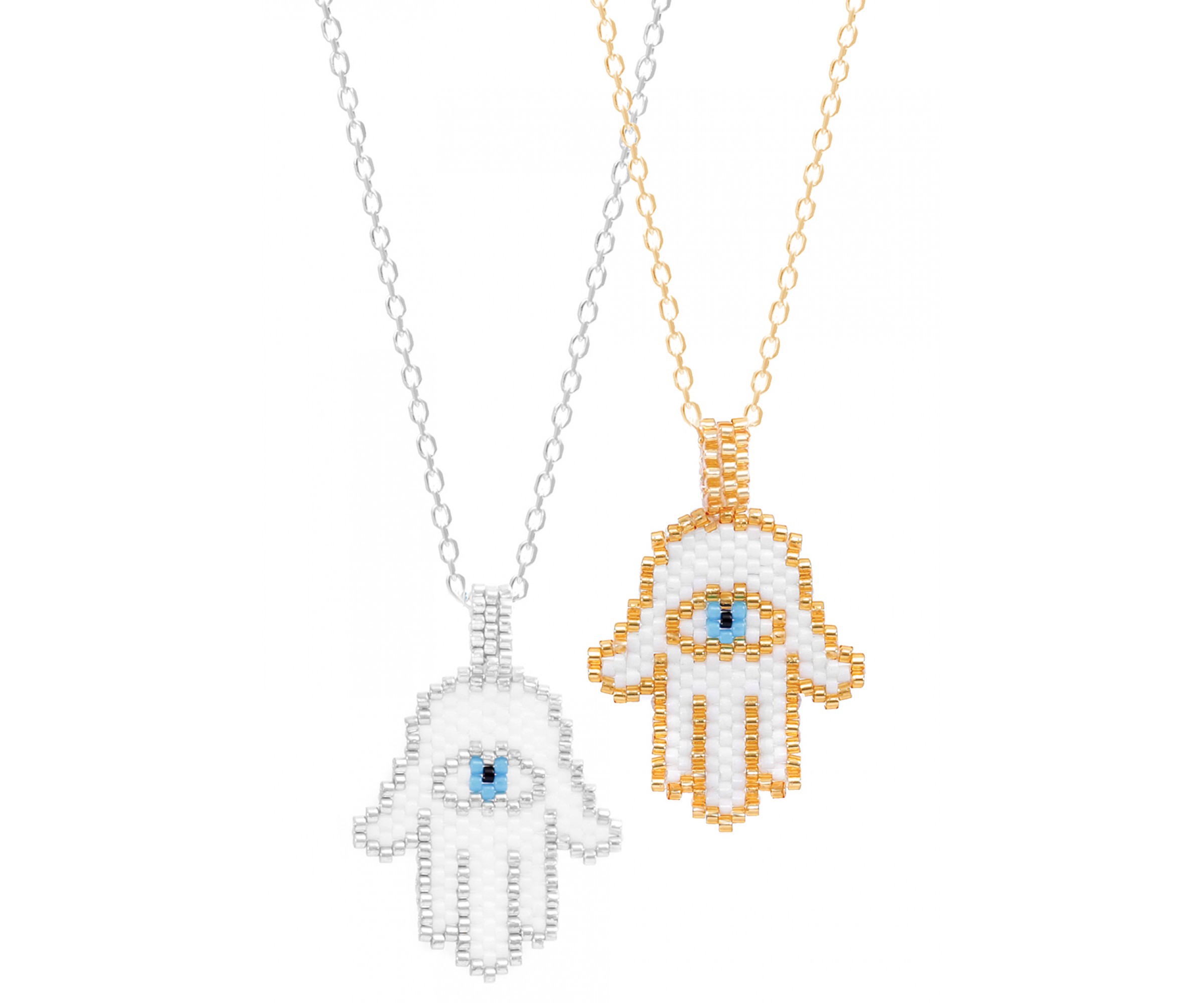 Buy Hamsa Hand Necklace with Seed Beads in Hamsa Necklaces