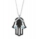Hamsa Necklace with Black Stones for evil eye protection