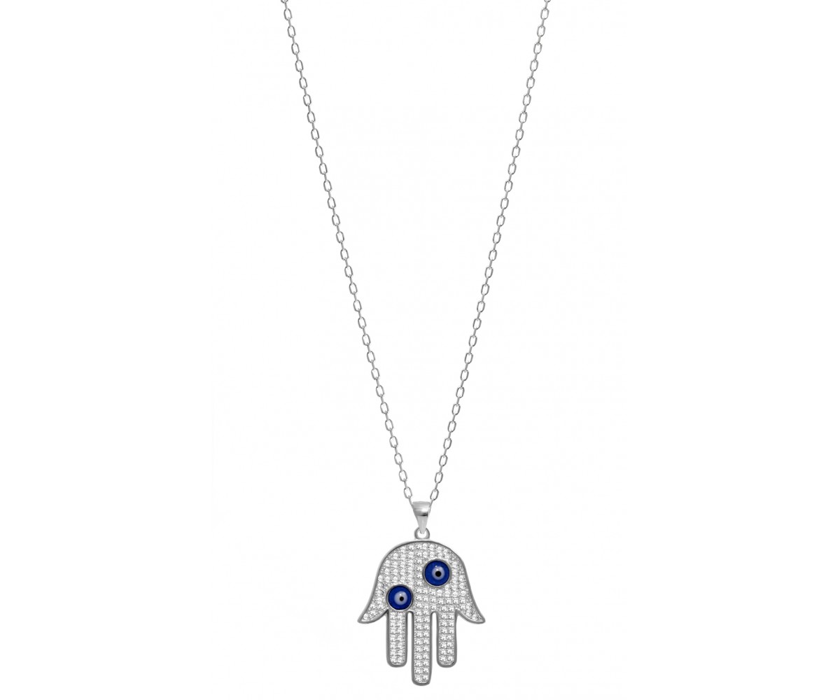 Hamsa Necklace with Evil Eyes for evil eye protection