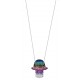 Hamsa Necklace with Multicolor Cz Stones for evil eye protection