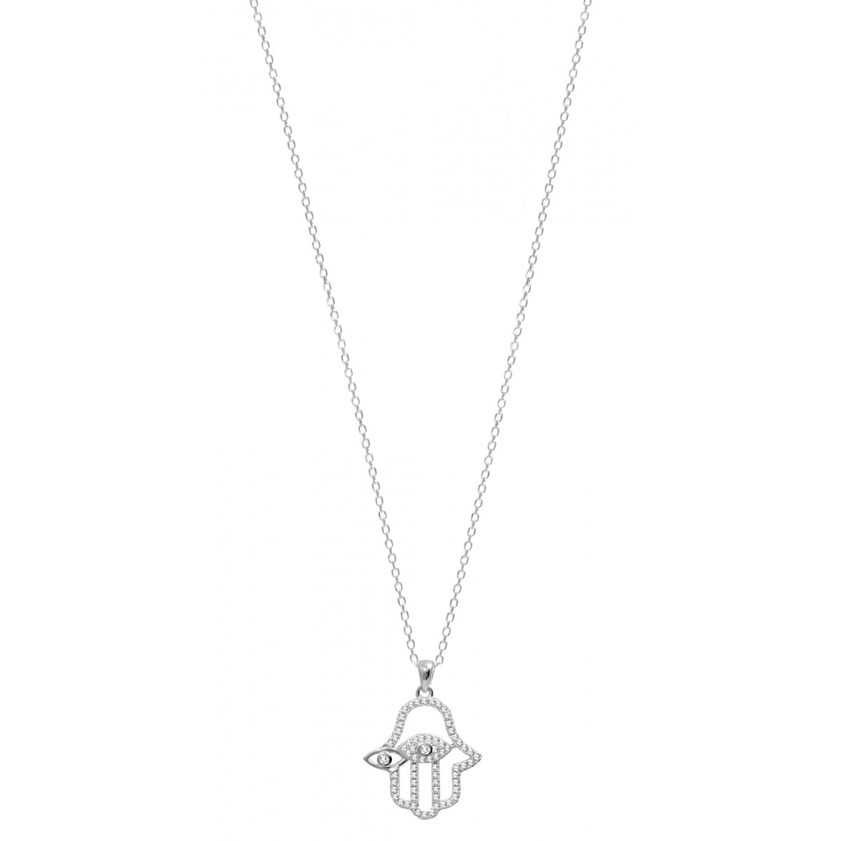 Buy Hand Necklace with Cz Stone in Hamsa Necklaces