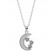 Moon and Star Necklace with Cz Stones for evil eye protection