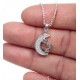 Moon and Star Necklace with Cz Stones