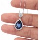 Sapphire Quartz Silver CZ Necklace for evil eye protection