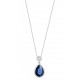 Sapphire Quartz Silver CZ Necklace for evil eye protection