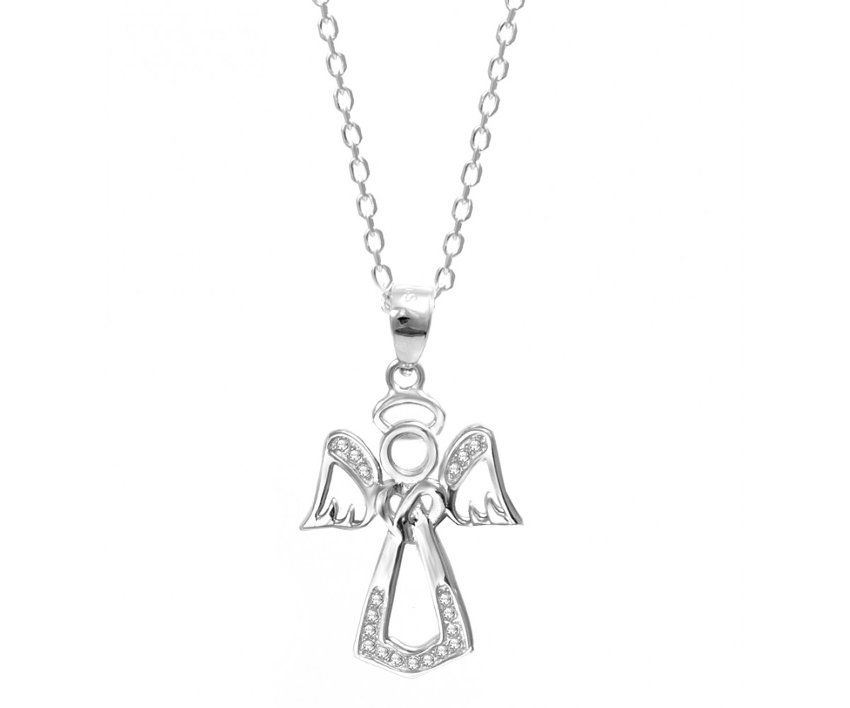 Silver Angel Wing Necklace for evil eye protection
