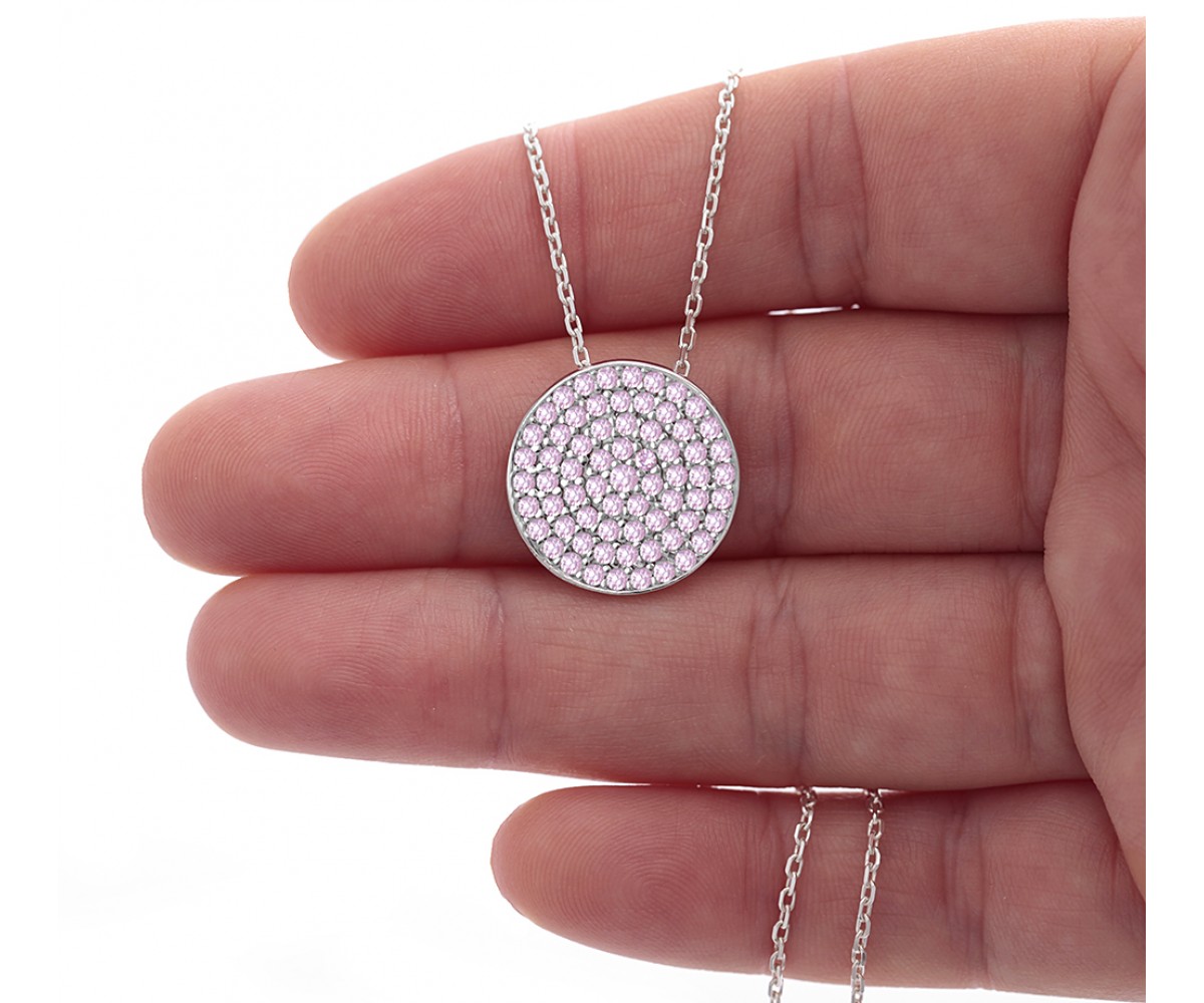 Silver Disc Pendant Necklace for evil eye protection