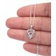 Silver Heart Necklace with Cz Stones