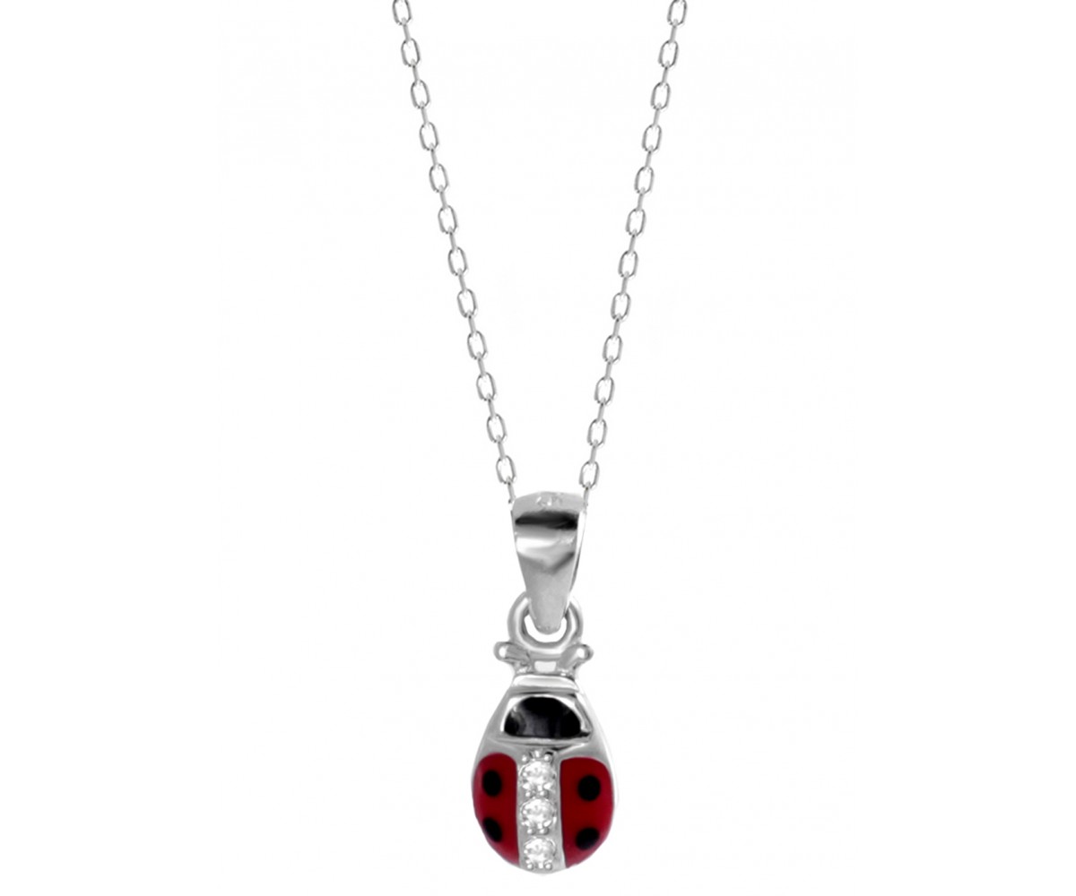 Silver Ladybug Necklace for evil eye protection