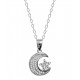 Silver Necklace with Cz Crescent Moon and Star