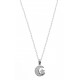 Silver Necklace with Cz Crescent Moon and Star for evil eye protection