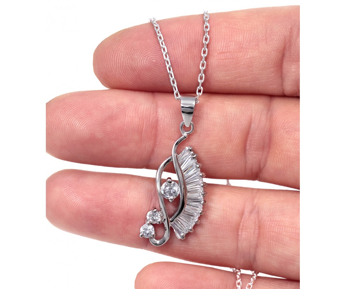 Silver Necklace with Cz Stones Wadjet Eye for evil eye protection