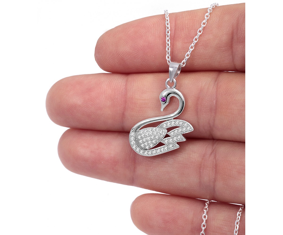 Silver Swan Necklace for evil eye protection