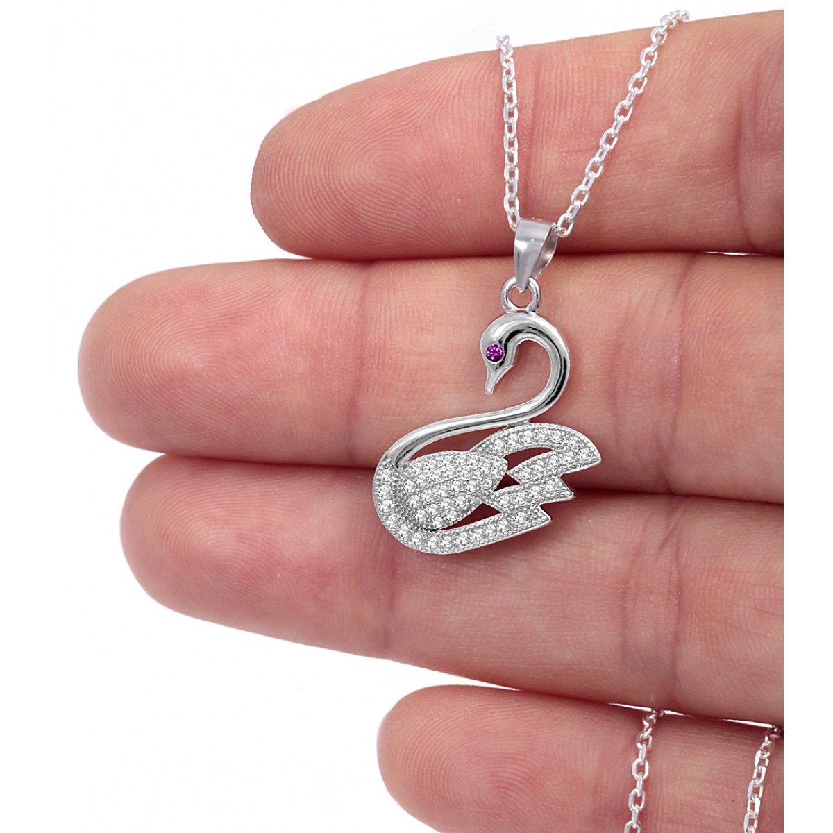 Buy Silver Swan Necklace in Silver Necklaces