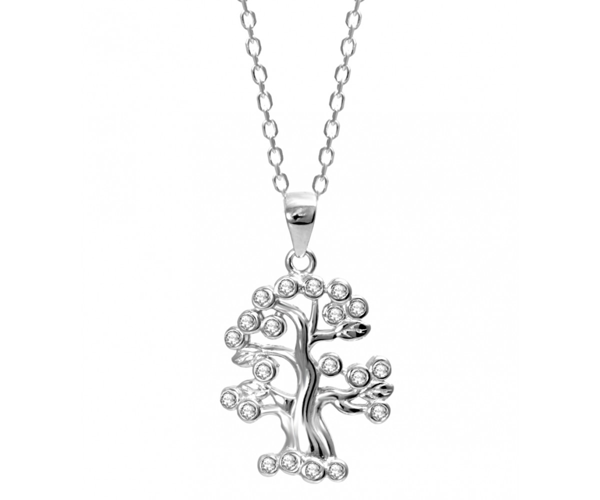 Silver Tree Pendant Necklace for evil eye protection