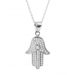 Hamsa Necklace with Enameled Eye by Evil Eye Store