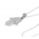 Sterling Silver Hamsa Hand Cz Necklace for evil eye protection