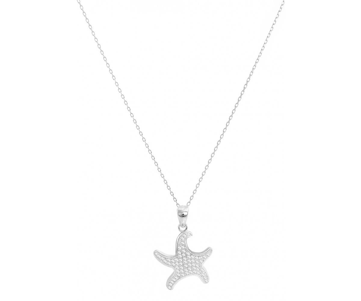 Sterling Silver Star Cz Necklace for evil eye protection