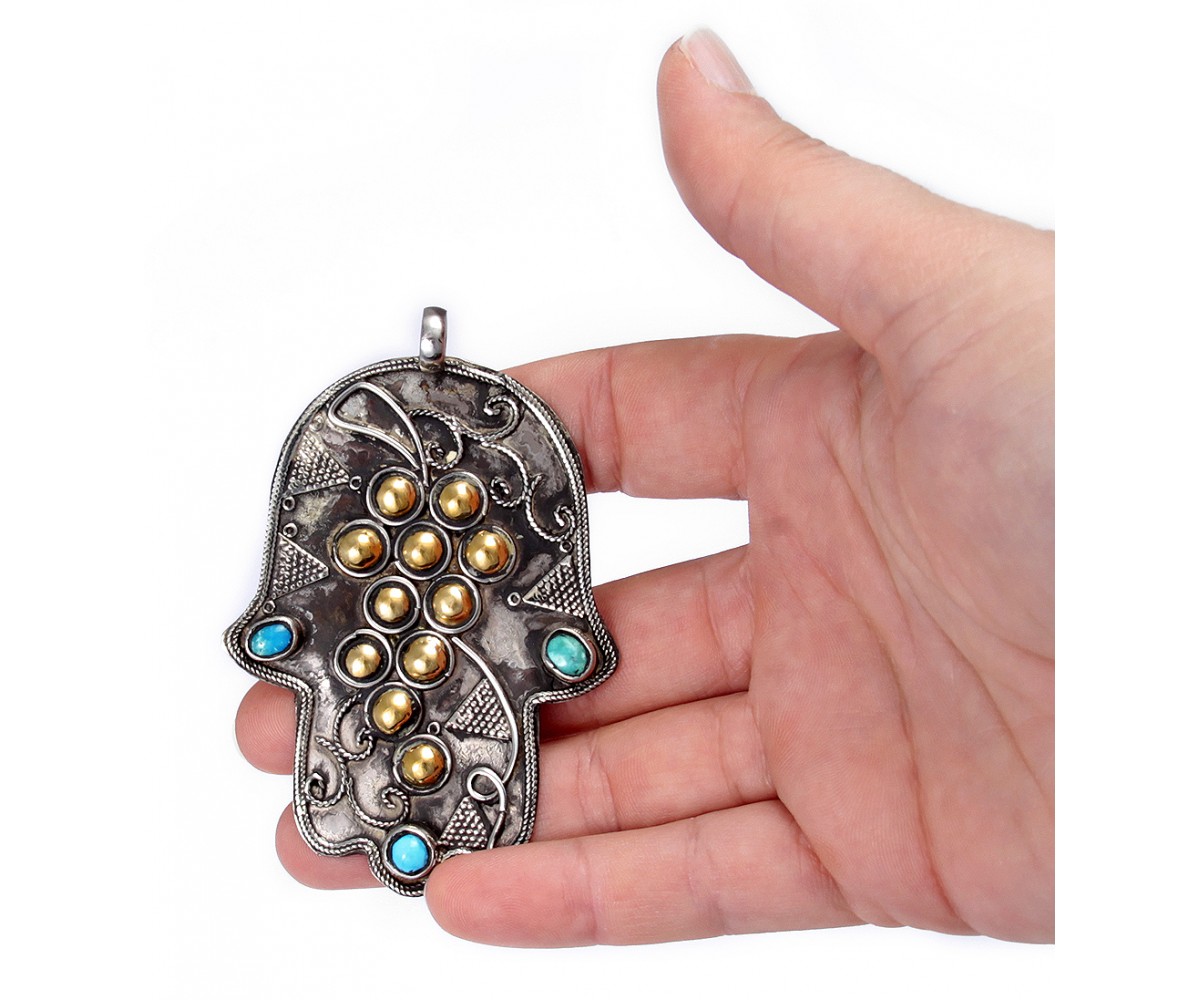 Vintage Hamsa or Hand of Fatima Necklace for evil eye protection