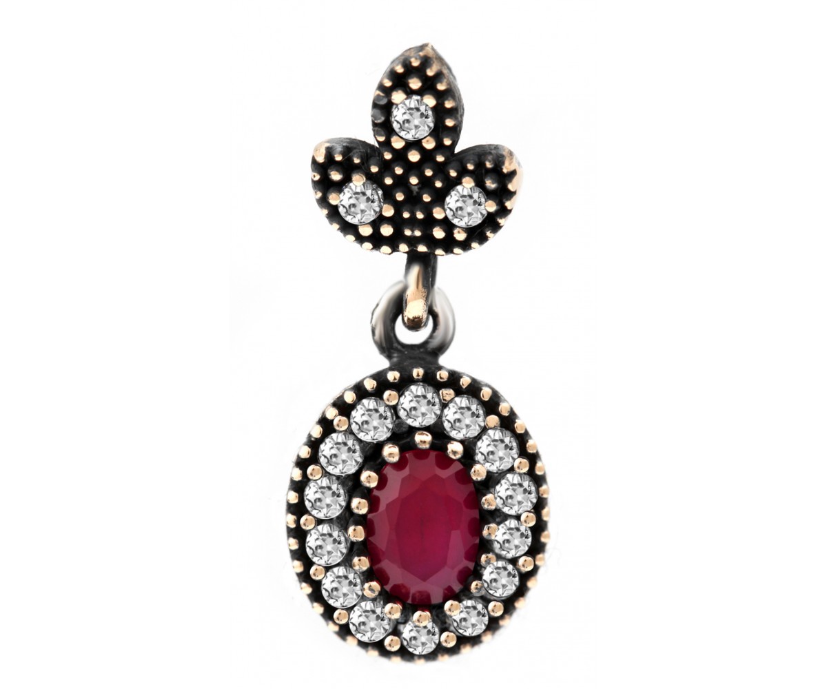 Antique Style Ruby Pendant for evil eye protection