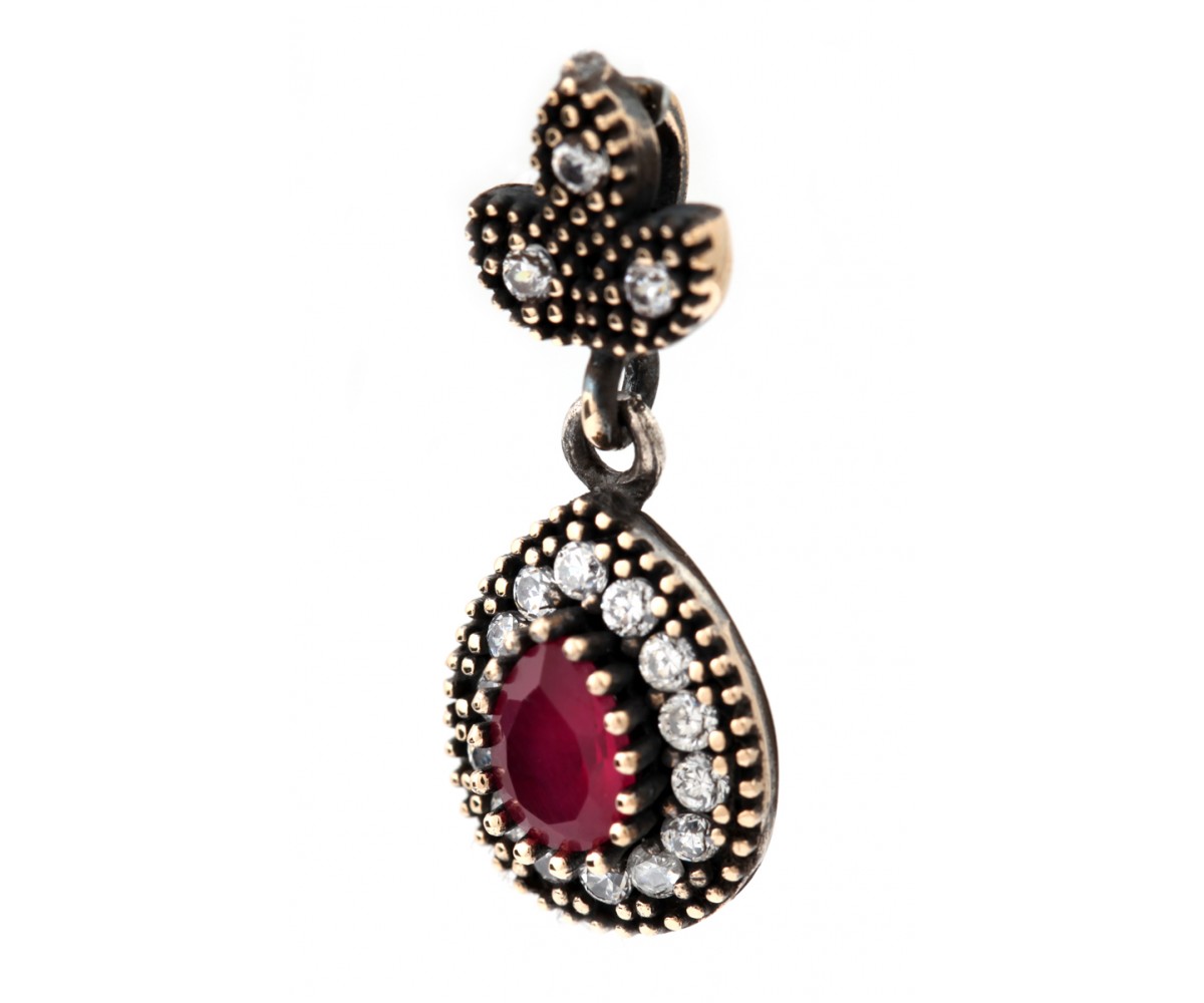 Antique Style Teardrop Ruby Pendant for evil eye protection