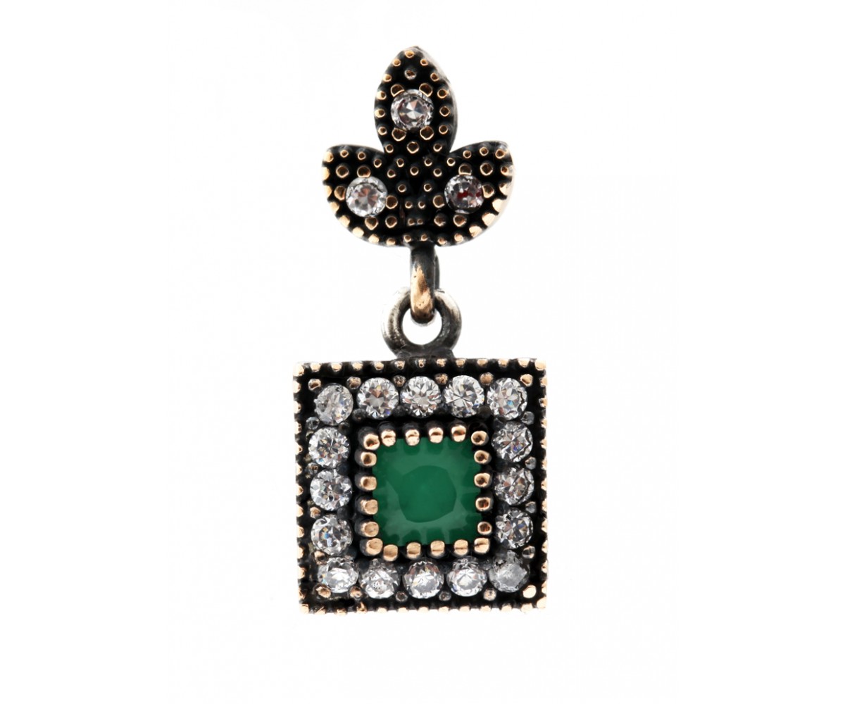Silver Emerald Pendant for evil eye protection