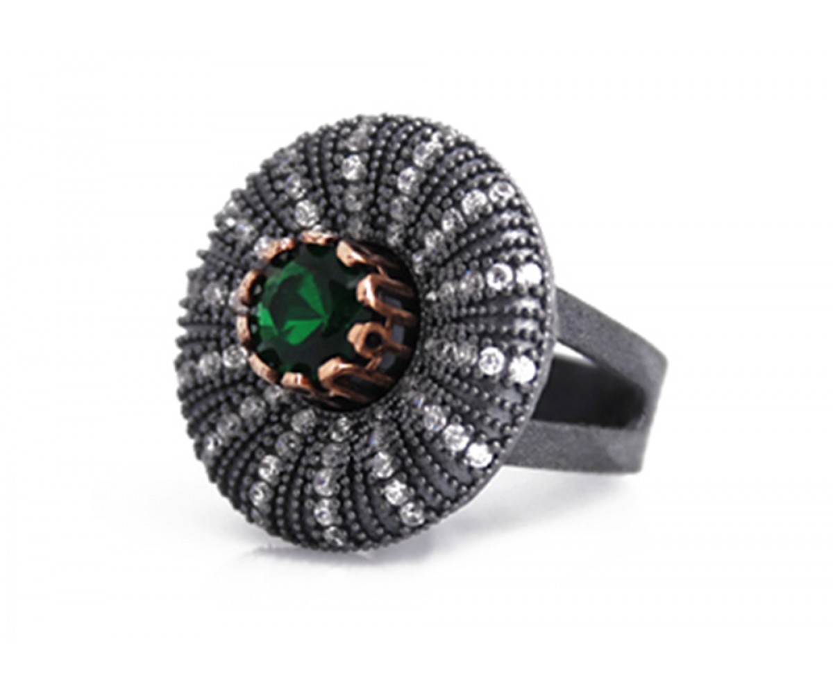 Artisan Crafted Emerald Ring for evil eye protection
