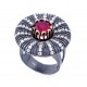 Artisan Crafted Sterling Ruby Ring for evil eye protection
