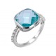Blue Topaz Quartz Silver Cz Ring for evil eye protection