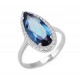 Blue Topaz Quartz Silver CZ Ring