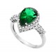 Emerald Quartz Silver CZ Ring for evil eye protection