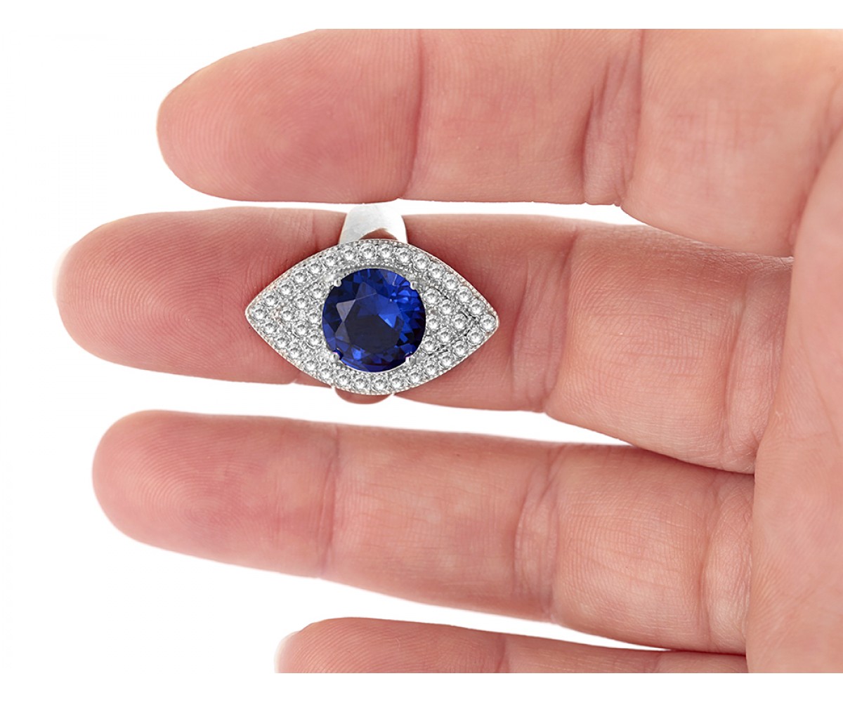 Hollywood Walk of Fame Sapphire Ring for evil eye protection