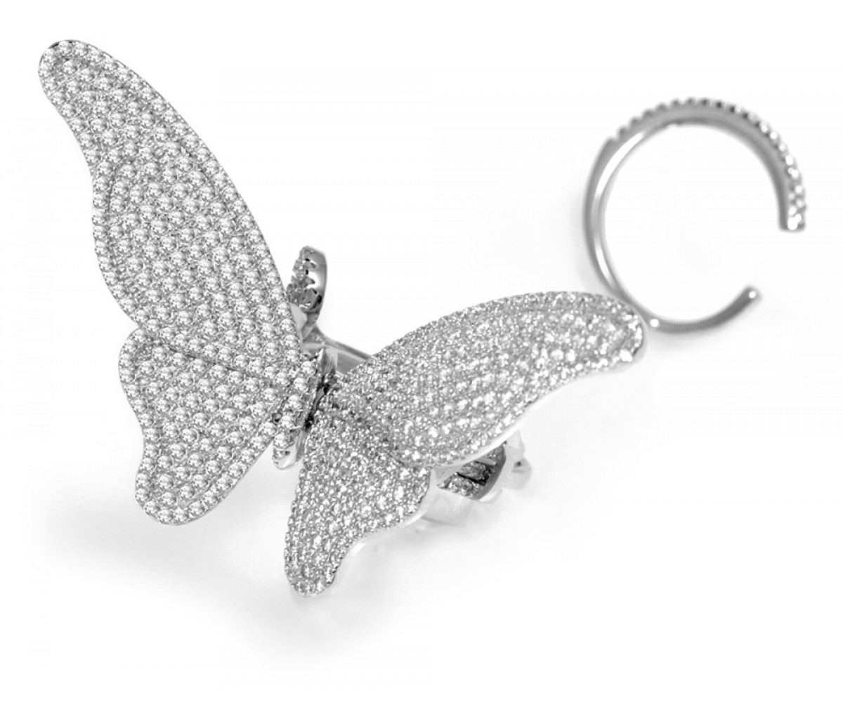 Silver Butterfly Ring with Flying Mechanism for evil eye protection